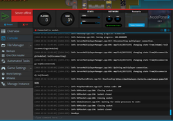 A screenshot of the output and server logs generated for a server