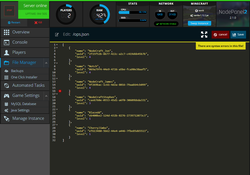 A screenshot showing how simple it is to edit files in Nodecraft's web-based File Manager