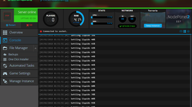 A screenshot of the output and server logs generated for a server