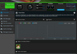 Overview of a UniverCity server, showing historic stats and players
