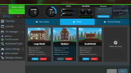 A screenshot showing the easy to use worlds manager in NodePanel
