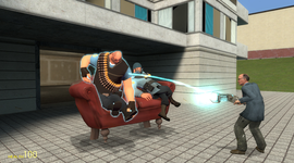 A screenshot from the game Gmod of two players