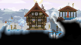 Players are working together to attack mobs in a Starbound PVE Server