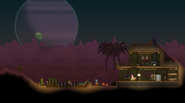 Screenshot of a starbound server with players in a house