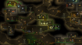 A screenshot of a Starbound server base, deep underground