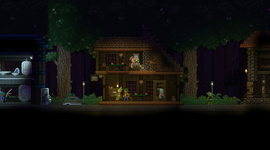 A player-built house in the a Starbound server